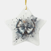 Zilveren Metallic Boog Gespiegeld Jaar Accent Keramisch Ornament (Achterkant)