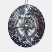 Zilveren Metallic Boog Lichtgevende Jaar Accent Keramisch Ornament (Links)