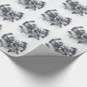 Zilveren Metallic Boog Nep Glitters Cadeaupapier (Hoek)