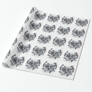 Zilveren Metallic Boog Nep Glitters  Cadeaupapier