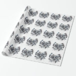Zilveren Metallic Bow Faux Sparkles Cadeaupapier<br><div class="desc">Deze charmante vakantie giftwrap toont een coquettish zilveren metallic boog set met faux fonkelingen tegen een stralende zwarte achtergrond lichtgevende achtergrond versierd met stippen en zachte waterverven. Dit chique,  booggeïnspireerde inpakpapier zal een element van sophisticatie brengen in elk pakket onder de kerstboom.</div>