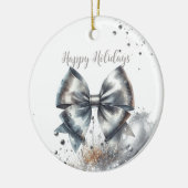 Zilveren Metallic Bow Radiant Jaar Accent Keramisch Ornament (Links)