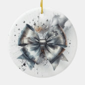 Zilveren Metallic Bow Radiant Jaar Accent Keramisch Ornament (Achterkant)