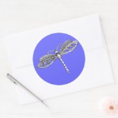 Zilveren Metallic Dragonfly Ronde Sticker (Envelop)