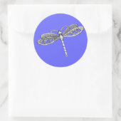 Zilveren Metallic Dragonfly Ronde Sticker (Tas)
