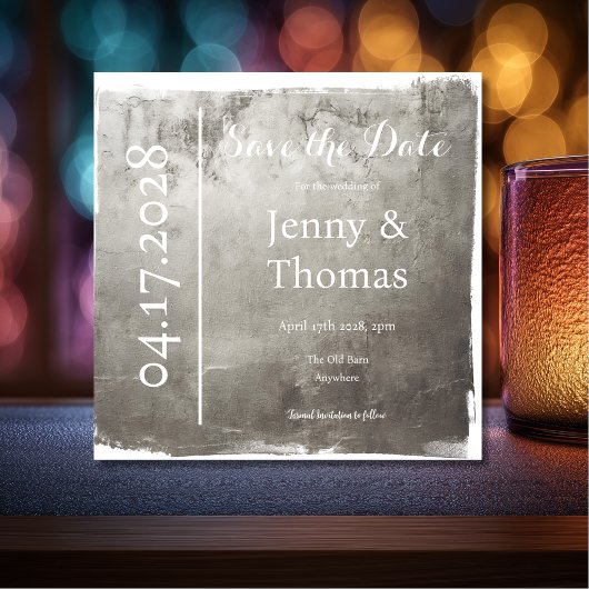Zilveren Metallic Elegant Bewaar de Datum Save The Date