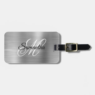 Zilveren Metallic Fancy Monogram Bagagelabel