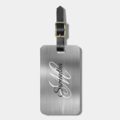 Zilveren Metallic Fancy Monogram Bagagelabel (Voorkant verticaal)