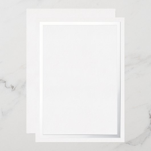 Zilveren Metallic Folie Randkaarten Uitnodiging (Voorkant / Achterkant)