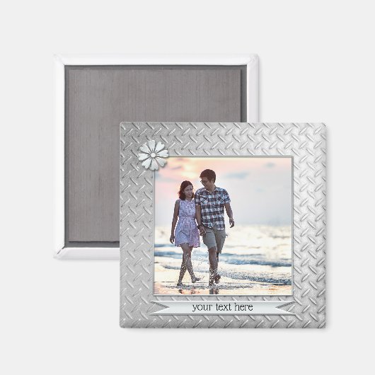 Zilveren Metallic Gepersonaliseerde Fotomagneet Magneet (Voorkant / Achterkant)