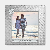 Zilveren Metallic Gepersonaliseerde Fotomagneet Magneet (Voorkant)