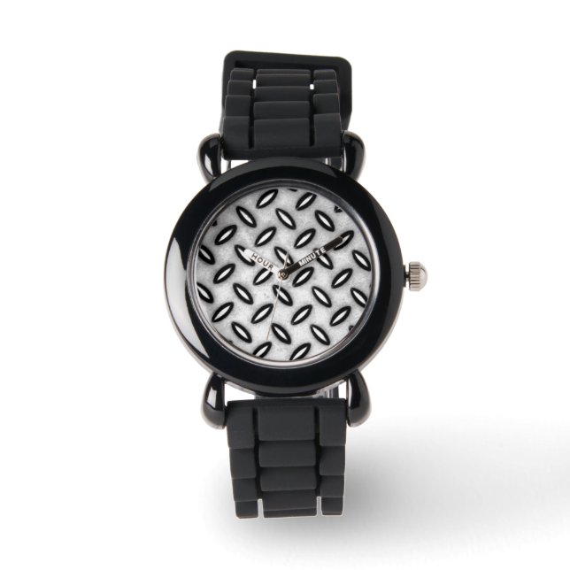 Zilveren Metallic Horloge Met Patroon (Voorkant)