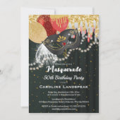 Zilveren Metallic Masker Masquerade 50e Verjaardag Kaart (Voorkant)