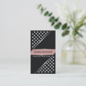 Zilveren metallic noppen zwart stof roze visitekaartje (Staand voorkant)