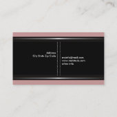Zilveren metallic noppen zwart stof roze visitekaartje (Achterkant)