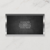 Zilveren Metallic Rand Zwart Textuur Visitekaartje (Achterkant)