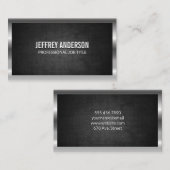 Zilveren Metallic Rand Zwart Textuur Visitekaartje (Voorkant / Achterkant)