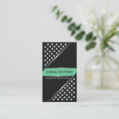 Zilveren metallic studs zwart mint groen visitekaartje (Staand voorkant)