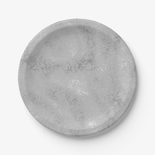 Zilveren metallic textuur rustieke shimmer stijlvo papieren bordje (Voorkant)