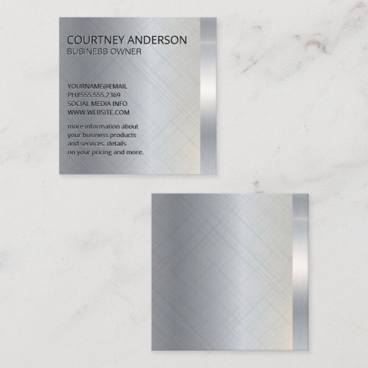 zilveren metallic trim vierkante visitekaartje (Voorkant / Achterkant)