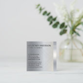 zilveren metallic trim vierkante visitekaartje (Staand voorkant)