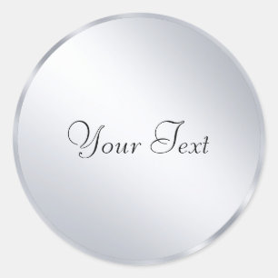 Zilveren Metallic Uiterlijk Sjabloon Voeg Uw Tekst Ronde Sticker