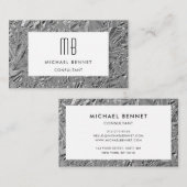 Zilveren Metallic Visitekaartje met Monogram (Voorkant / Achterkant)