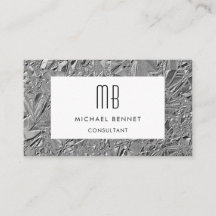 Zilveren Metallic Visitekaartje met Monogram