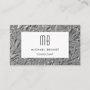 Zilveren Metallic Visitekaartje met Monogram
