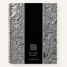 Zilveren Metallic Zakelijk Notitieboek met Monogra