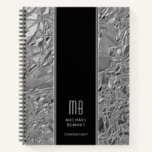 Zilveren Metallic Zakelijk Notitieboek met Monogra