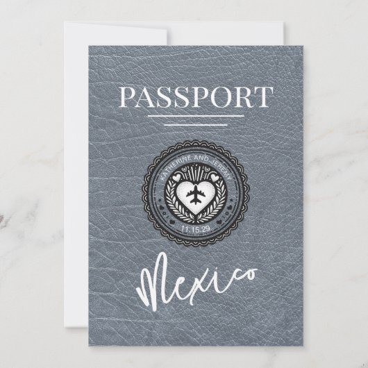 Zilveren Mexico Passport bruiloft Kaart (Achterkant)