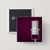 Zilveren microfoon vierkante button 5,1 cm (Voorkant /achterkant)