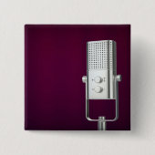 Zilveren microfoon vierkante button 5,1 cm (Voorkant)