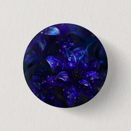Zilveren Midnight Blooms Ronde Button 3,2 Cm (Voorkant)