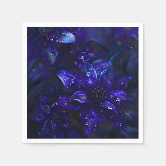 Zilveren Midnight Blooms Servet (Voorkant)