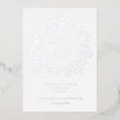 Zilveren minimalistische Boho bloementuin Folie Uitnodiging (Voorkant)