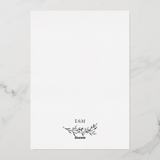 Zilveren minimalistische Boho bloementuin Folie Uitnodiging (Achterkant)