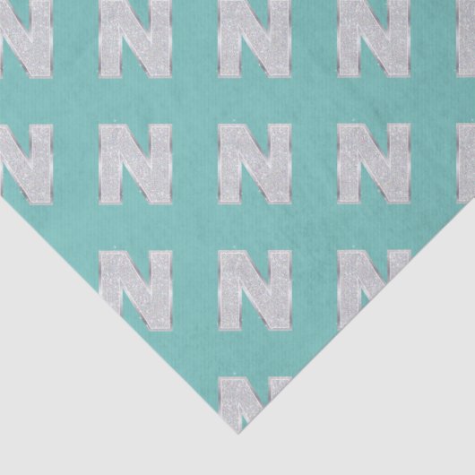 Zilveren mintletter N Tissuepapier (Detail)