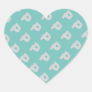 Zilveren mintletter P Hart Sticker