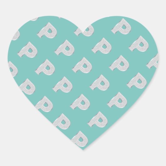 Zilveren mintletter P Hart Sticker (Voorkant)