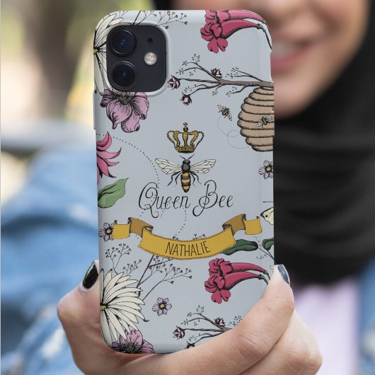 Zilveren Mist, Zwart & Goud Koningin Bee & Kroon Case-Mate iPhone Case
