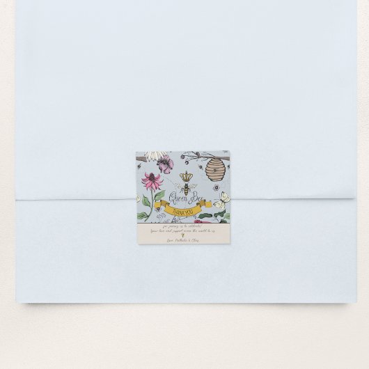 Zilveren Mist & Zwarte Koningin Bee en Kroon Dank  Vierkante Sticker