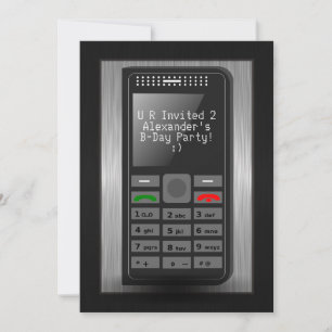 Zilveren mobiele telefoon Tiener Verjaardag Party  Kaart