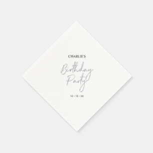 Zilveren Modern Borstel Schrift Volwassenen Verjaa Servet