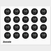 Zilveren Modern Script 90ste Verjaardagsfeest Zwar Ronde Sticker (Vel)