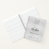 Zilveren modern zakelijk logo met monogram notitieboek (Binnen)