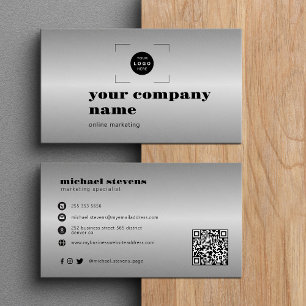 Zilveren moderne aangepaste logo QR-code Visitekaartje