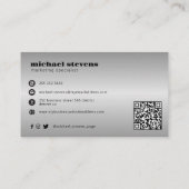 Zilveren moderne aangepaste logo QR-code Visitekaartje (Achterkant)