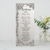 Zilveren  moderne bruiloft programma programmakaart (Staand voorkant)